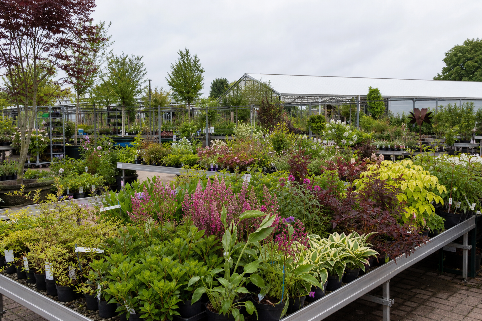 Outdoor nursery quarter with young trees