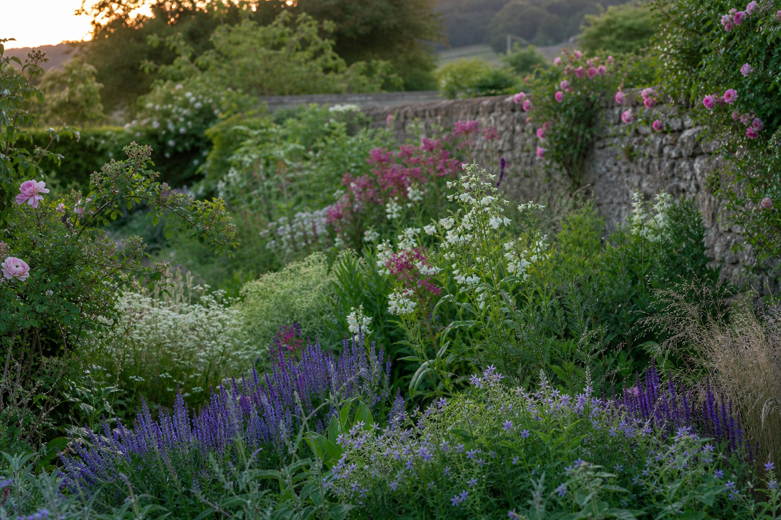 Lush garden planting near the nursery