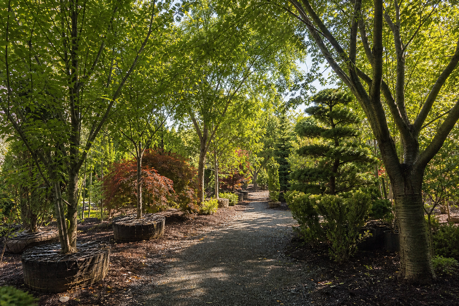 Garden walkway lined with greenery
